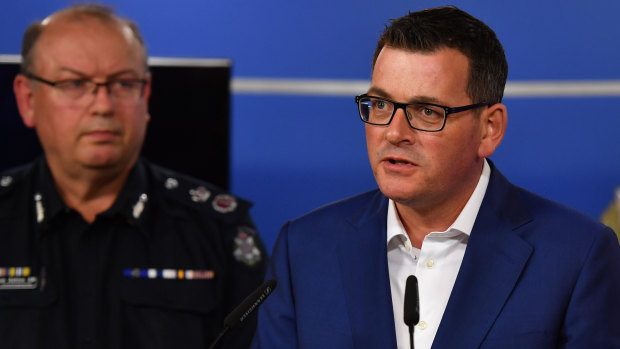 Premier Daniel Andrews with Police Commissioner Graham Ashton. 