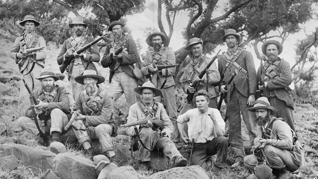 Boer troops on the South African veldt during the Boer War.