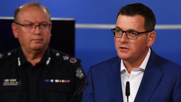 Premier Daniel Andrews with Police Commissioner Graham Ashton. 