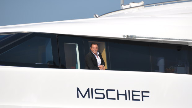 "There's always many, many more that are much larger": Ian Malouf aboard his super yacht Mischief.