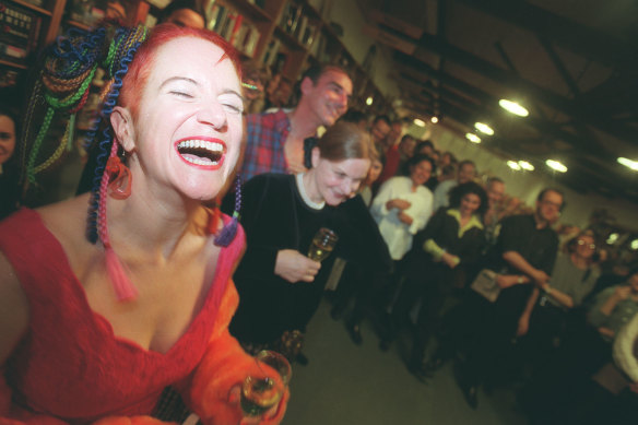 Linda Jaivin at the launch of her bestselling novel ‘Eat Me’ in 1995.