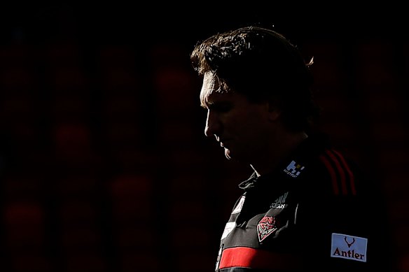 James Hird near the end of his time as Essendon coach in 2015.