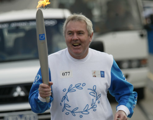  Gary Fenton in the Olympic torch relay. 