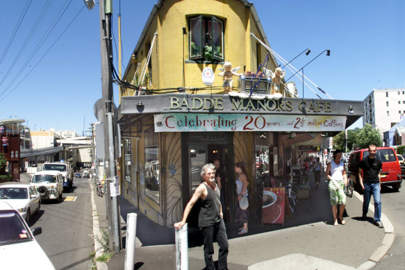 Robert Sebes outside his cafe in 2002.