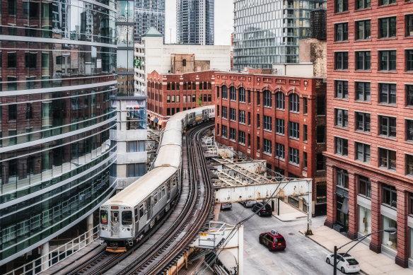 Many of Chicago’s trains are on raised lines.