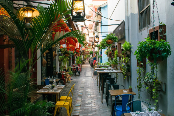 Charming cafes and restaurants of Psah Chas Alley in Siem Reap.