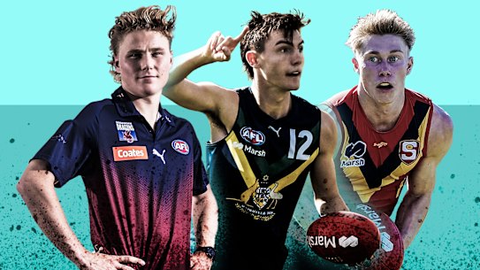 Top draft prospects Levi Ashcroft, Jagga Smith, and Sid Draper.