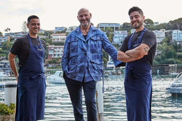 Ormeggio at The Spit chefs Victor Moya (left) and Gianmarco Pardini (right) will be involved in Alessandro Pavoni’s (centre) new Manly restaurant Cibaria.