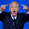 Tim Walz, governor of Minnesota and Democratic vice-presidential nominee, speaks during the Democratic National Convention in Chicago.