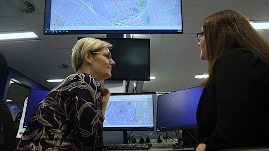 Rose Neilson (left) and Erin Kirkwood, Corrections NSW staff who work in the Electronic Monitoring Unit. 