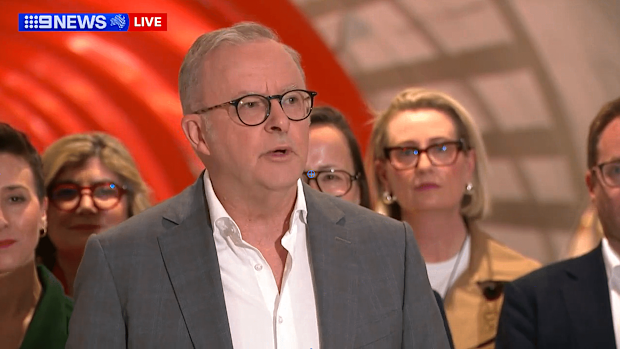 Prime Minister Anthony Albanese in the Metro Tunnel on Sunday.