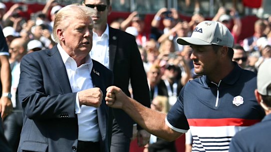 US President Donald Trump and American golfer Bryson DeChambeau at the Ryder Cup