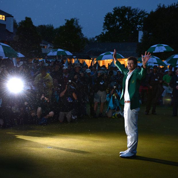 Adam Scott celebrates his Masters win in 2013.