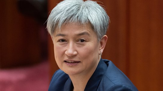 Minister for Foreign Affairs Penny Wong in the Senate at Parliament House in Canberra 