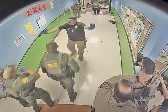 Surveillance video shows authorities responding to the school shooting on May 24.