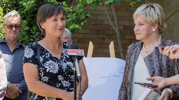 Ms Dowden at the announcement with Agriculture Minister Alannah MacTiernan.