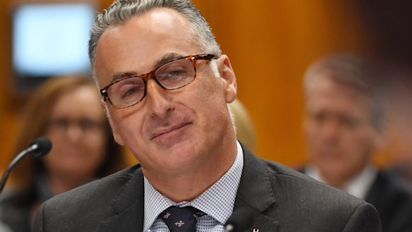 Sports Minister John Sidoti pictured at a budget estimates hearing on Thursday.