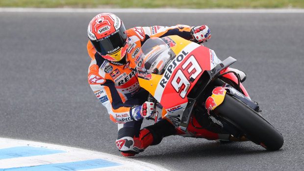Marc Marquez was fastest in qualifying at Phillip Island.