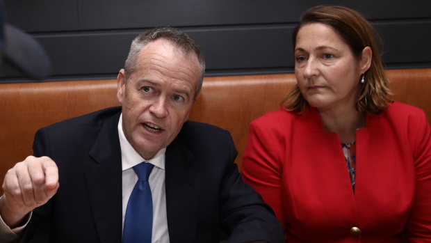 New member for Gilmore Fiona Phillips with Opposition Leader Bill Shorten in Nowra during the campaign.