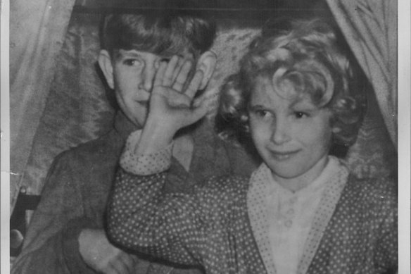 Then-Prince Charles and Princess Anne stop at Aberdeen on their way home to London in October 1956.