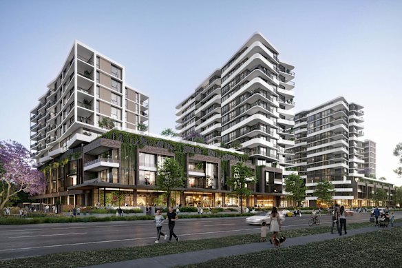 Artist impression of a new residential development from SHMH, adjacent to Penrith Stadium.