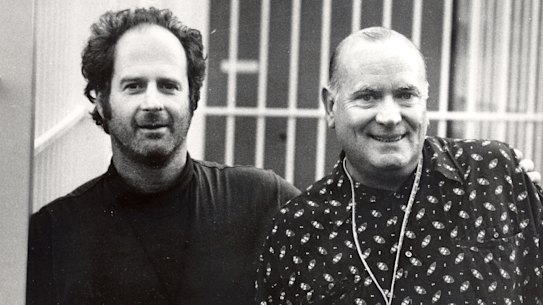 Iconic music promoters Michael Gudinski (left) and Michael Chugg, in Sydney in 1994.