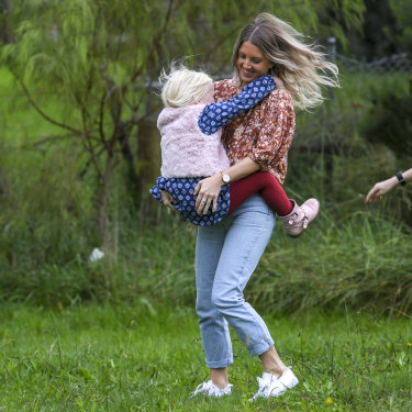 Midwife Leah Middleton and her two children Kai and Kora. 