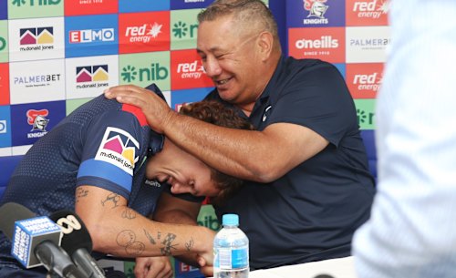 Kalyn and Andre Ponga in Newcastle on Wednesday.