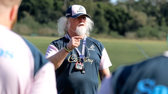 Laurie Fisher coaching the Wallabies during the Rennie era in 2022.