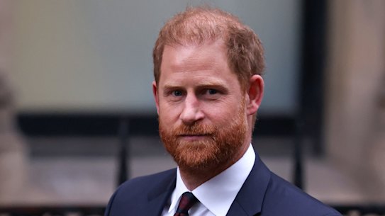 Prince Harry outside a London court in January for a separate case.