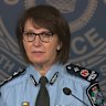 Queensland police Deputy Commissioner Tracy Linford addresses the media.