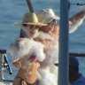 Lauren Sanchez and Jeff Bezos enjoying the foam party on the Koru, their $US500 million megayacht.