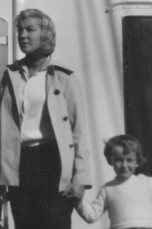 Sheryle Bagwell, as a child, and her mother on a cruise from Sydney to Melbourne.