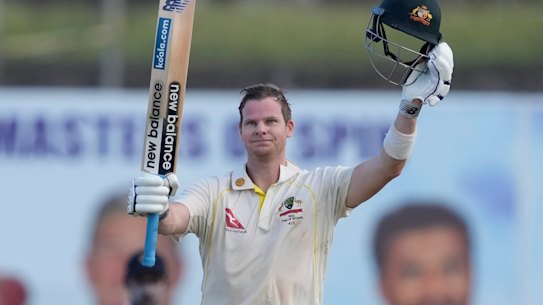 Steve Smith makes a hundred in Galle in 2022.