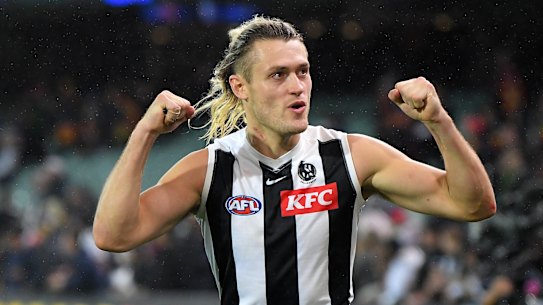 Comeback kings: Led by skipper Darcy Moore, the Magpies believe they can win from any position, as was the case against the Crows on Sunday.