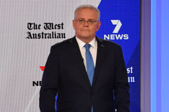 Prime Minister Scott Morrison at the third leaders’ debate.