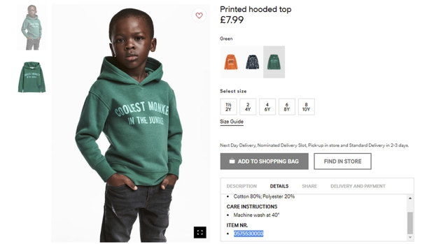 H&M came under fire in January over a photo of a black child wearing a hoodie with the slogan, 'Coolest monkey in the jungle’.