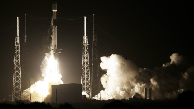 A satellite launches from Cape Canaveral.