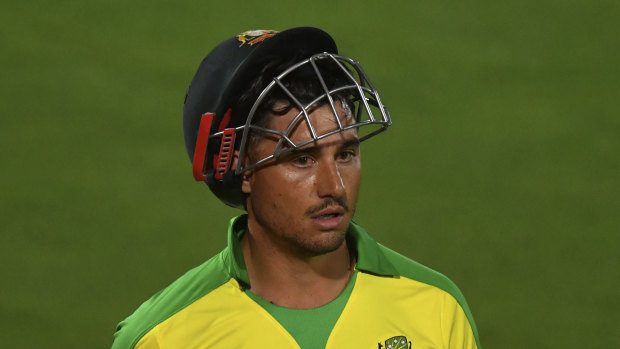 Marcus Stoinis was unable to steer Australia to victory in game one of the T20 series against England.
