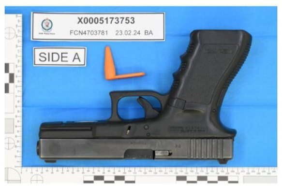 A photo of Beau Lamarre-Condon’s gun, tendered in his criminal trial.