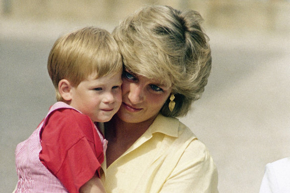 Prince Harry with his mother, Princess Diana, in 1987.