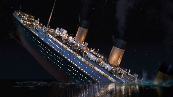 Sinking scene from the movie Titanic.