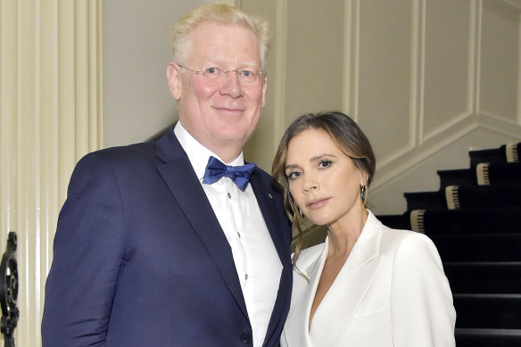 German Professor Augustinus Bader with Victoria Beckham in 2019, before the launch of their skincare collaboration.