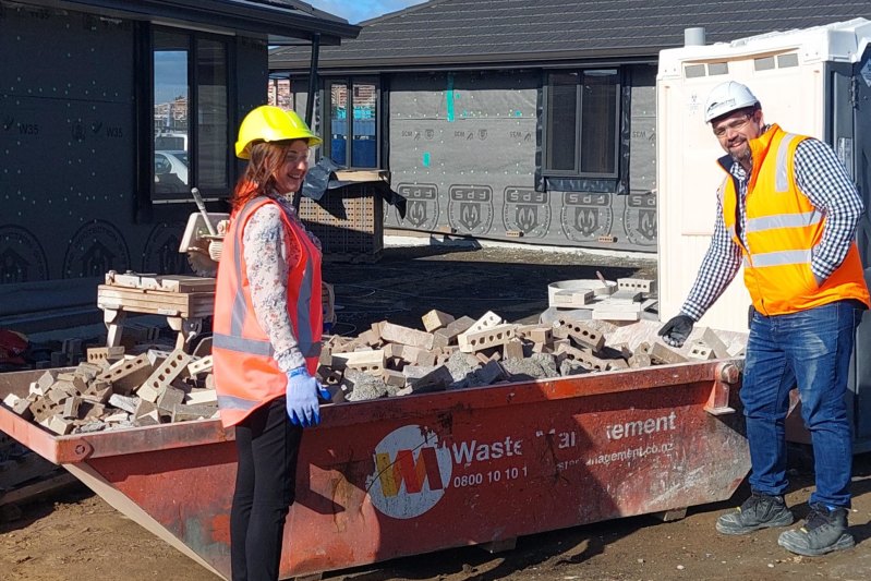 A waste sorting bin at a Summerset retirement village construction site.
