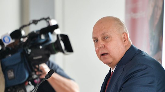 Treasurer Tim Pallas at last month’s budget announcement.