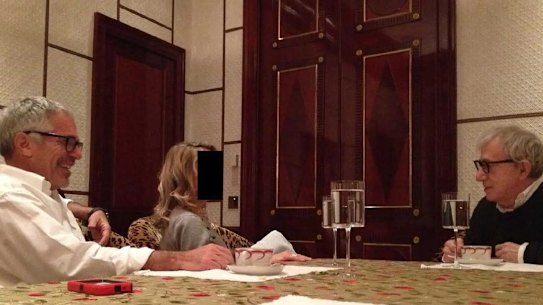 An image released by the House oversight committee Democrats showing Jeffrey Epstein with Woody Allen.