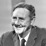 Prime Minister John Gorton appearing on a television programme broadcast by the ABC at Gore Hill in Sydney on 20 January 1968. 