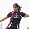 Iranian women’s football player Atefeh Ramezanisadeh pictured at Brisbane Roar training.