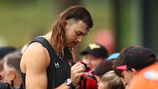 Fan favourite: Essendon ruckman Sam Draper is close to rejoining full training.