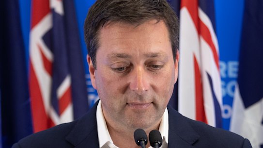 Matthew Guy concedes defeat at the Liberal Party election party.